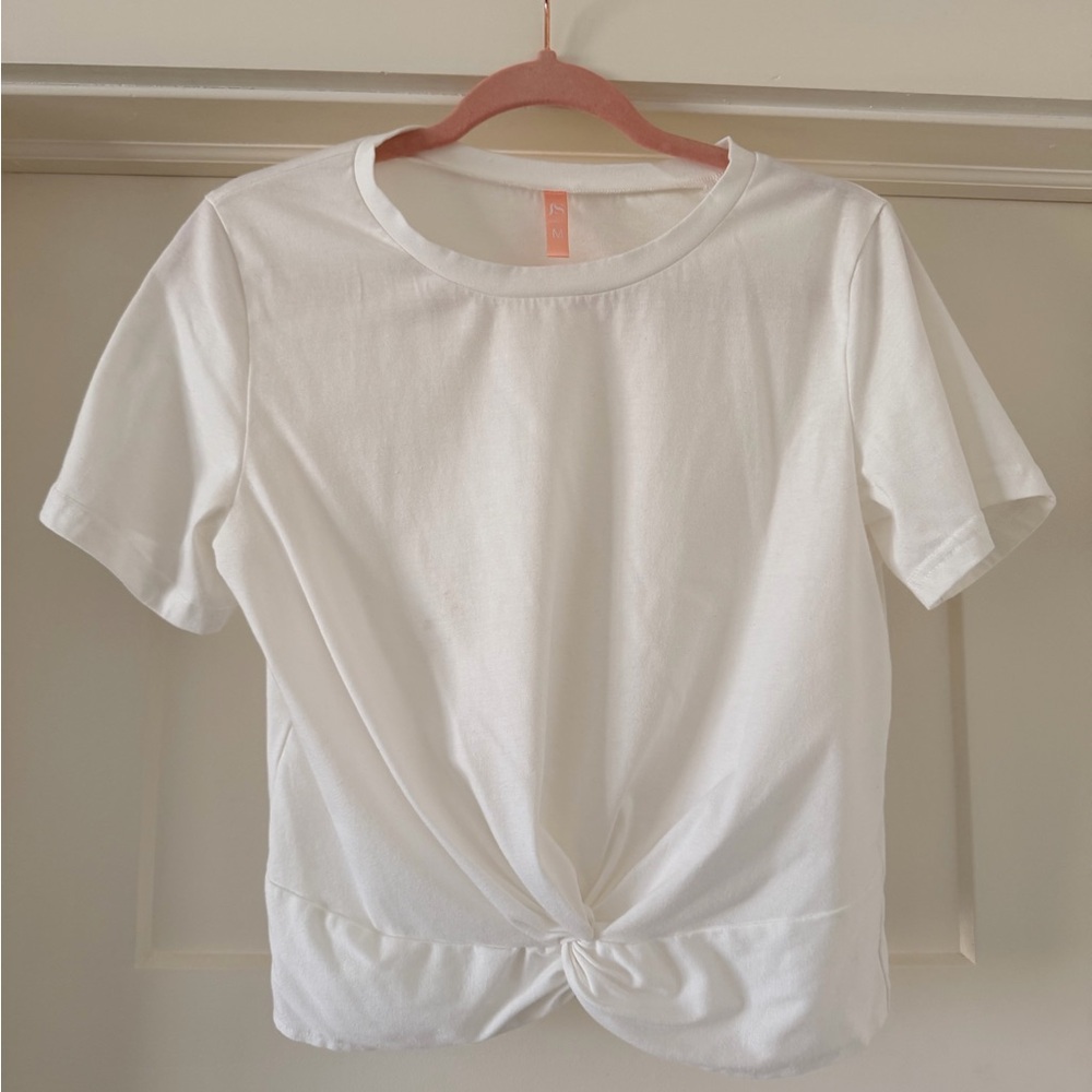 White Knot Front Women's Top
